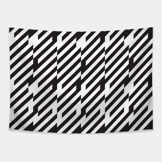 Abstract black and white lines pattern Tapestry by kallyfactory