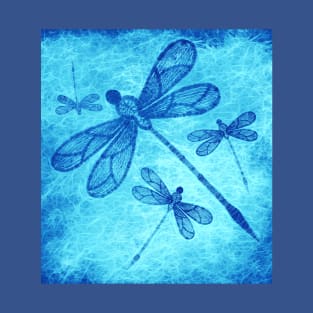 Beautiful dragonflies in blue T-Shirt