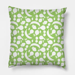 Fruit silhouettes on green background Pillow