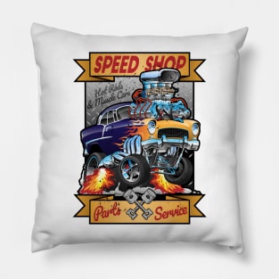 Speed Shop - Hot Rods and Muscle Cars Pillow