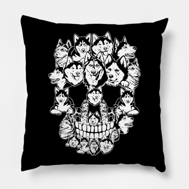 Halloween Costume Skull Siberian Husky Dog Dad Dog Mom Pillow by JaydeMargulies