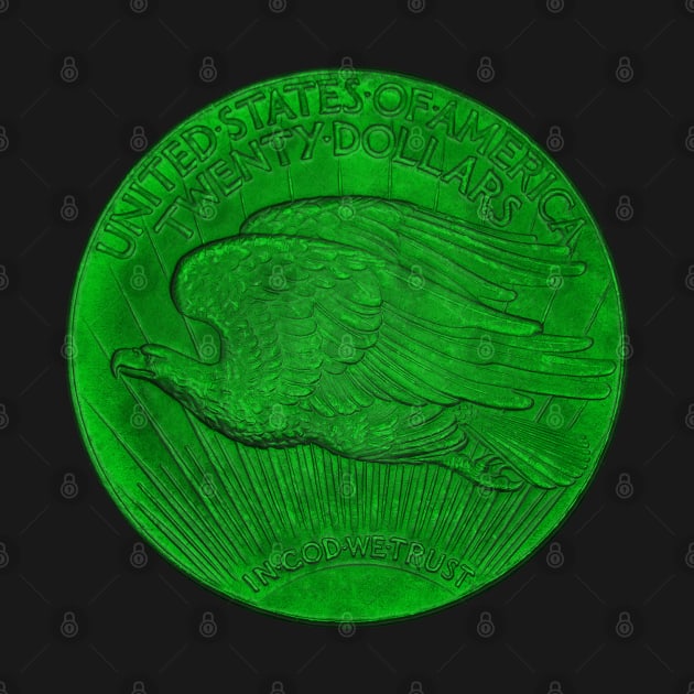 USA Twenty Dollars Coin in Green by The Black Panther