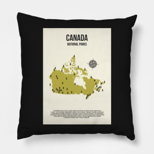 Canada All National Parks Location On A Map Pillow