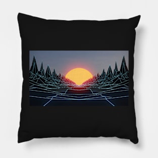 Rocks and Sun - 1980s retro style Pillow