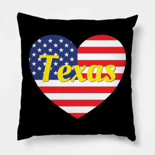 Texas American Flag Heart Pillow