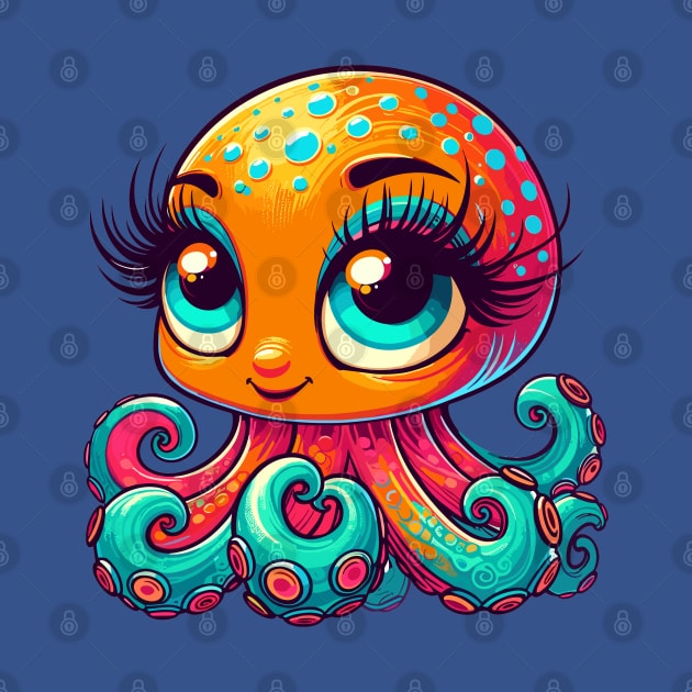 Kawaii Octopus with Long Lashes and Big Eyes by Thewondercabinet28