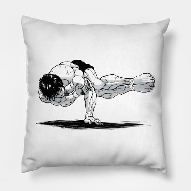 baki hanma, hand stand pose Pillow by ColaMelon