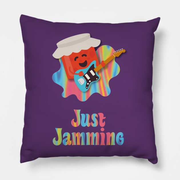 Retro Guitar Player | Vintage Jam | Funny Puns Pillow by Fluffy-Vectors