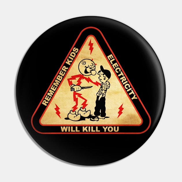 Triangle Vintage Electricity Will Kill You // Black Style Pin by Holy Beans