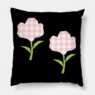 Pink Gingham Flower Design Pillow