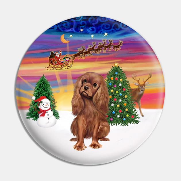 Santa Takes Off into the Sunset as his Ruby Cavalier King Charles Watches Pin by Dogs Galore and More