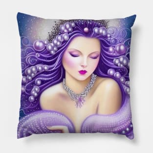 Mother Goddess in Lilac Pearls Pillow