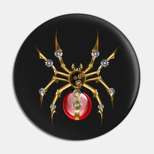 Spider with Red Light Bulb ( Steampunk ) Pin