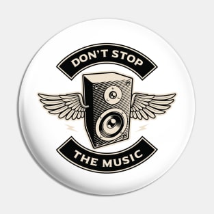 Don't Stop The Music - Monochrome Flying Speaker Pin