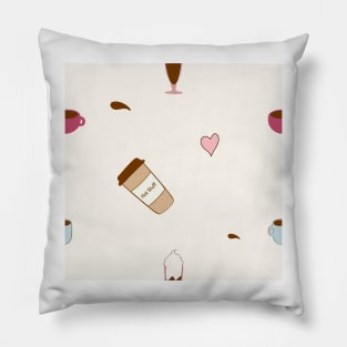 Cute Coffee Cup Pattern Pillow