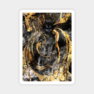 Golden Black Goddess Magnet