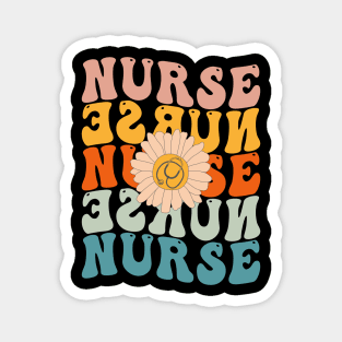 Retro Groovy Nurse Life For Women Nursing For Nurses Week Funny Shirt Magnet