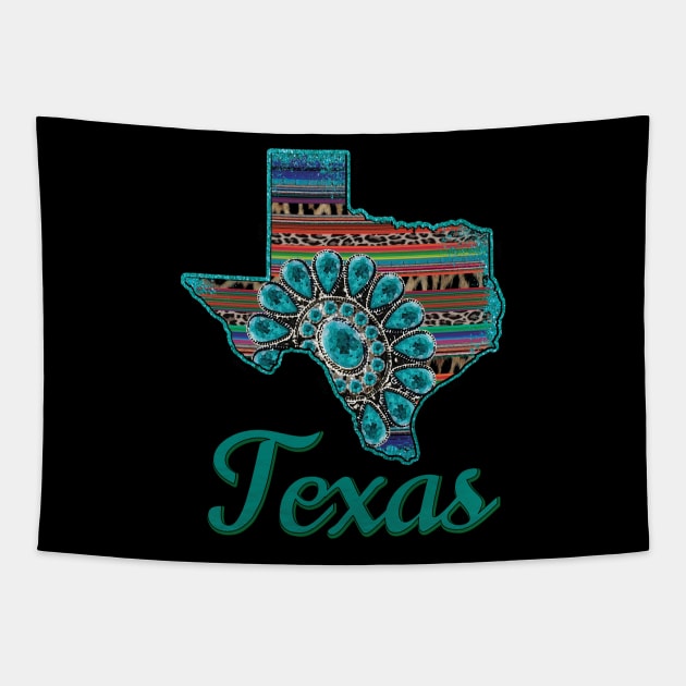 Turquoise Western  Texas Tapestry by DigitalCreativeArt