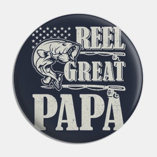 Mens Vintage Great PAPA fishing - Reel Great PAPA Funny Pin