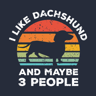 I Like Dachshund and Maybe 3 People, Retro Vintage Sunset with Style Old Grainy Grunge Texture T-Shirt