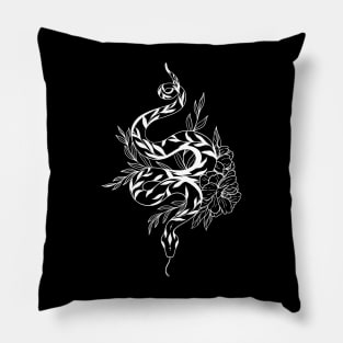 Snake and Wild Roses Pillow