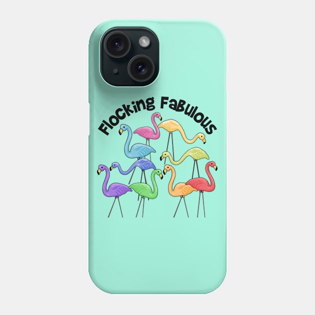 Flocking Fabulous Flamingos Phone Case by Slightly Unhinged