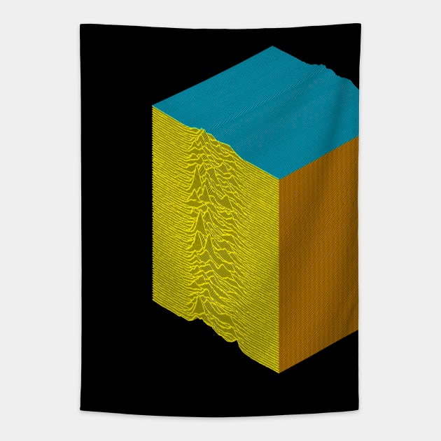 3D Colored Unknown Pleasures Inspired Graphic Design Artwork Tapestry by DankFutura