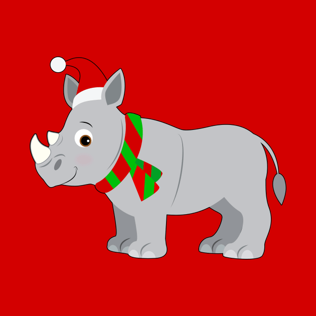 Cute Rhino Dressed for the Holidays by PenguinCornerStore