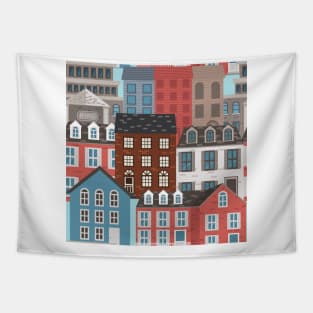 Cute City and Row House Tapestry