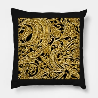 Black and Gold Filigree pattern Pillow