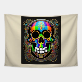 Skull colorful mandala art number 41 Tapestry