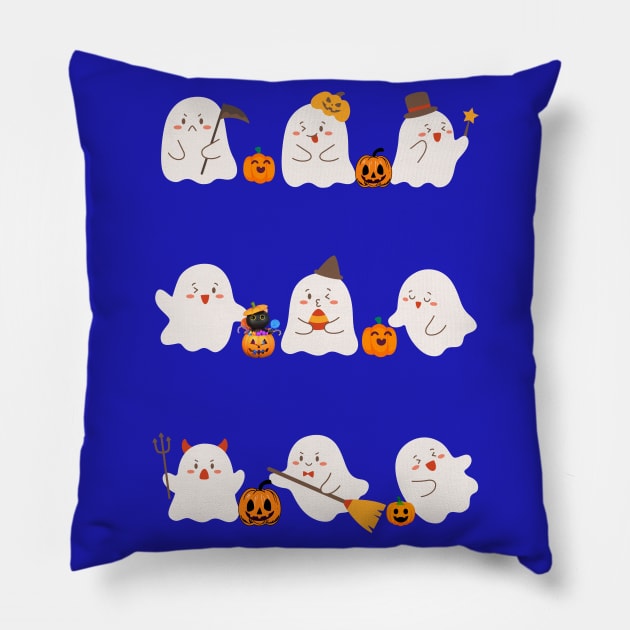 Cute Ghosts Halloween Pillow by Tuff Tees