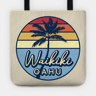 Waikiki Oahu Hawaii Retro Sunset Tote