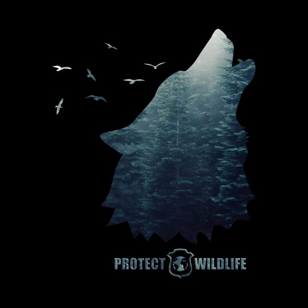 Protect Wildlife - Nature - Wolf Silhouette by JTYDesigns