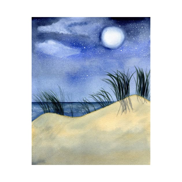 Dreamy Beach Landscape at Night by Sandraartist