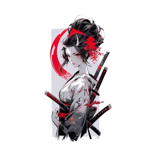 Beautiful geisha,  katana,Asian drawing T-Shirt