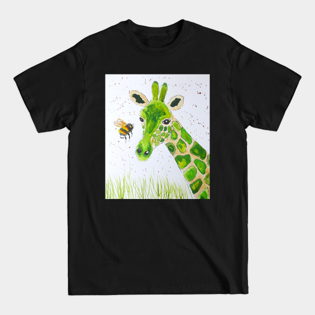 Discover Cute Green Giraffe and a Bumble bee - Giraffe Lover - T-Shirt