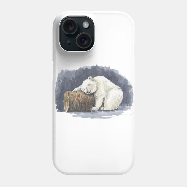 Sleeping polar bear, watercolor art Phone Case by katerinamk