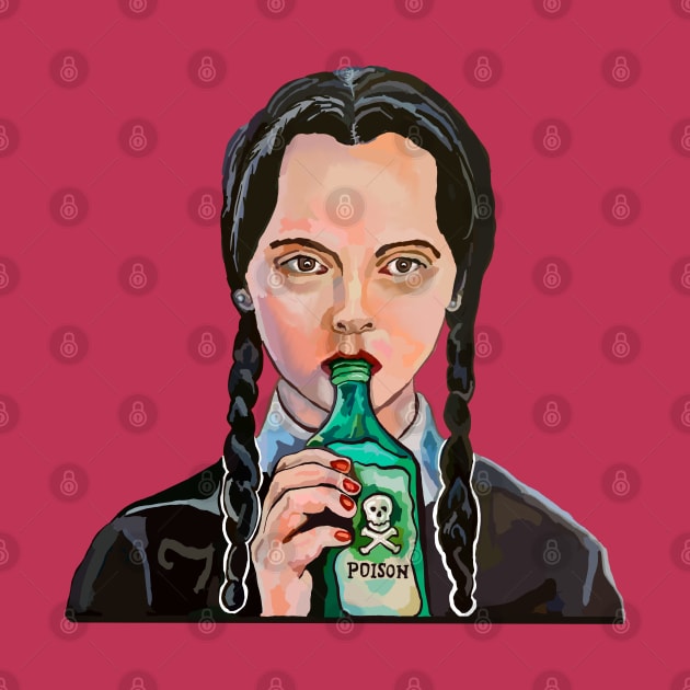 Wednesday Addams 'copium' drinking poison by SmerkinGherkin