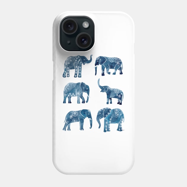 Floral Elephants - Blue Phone Case by monitdesign