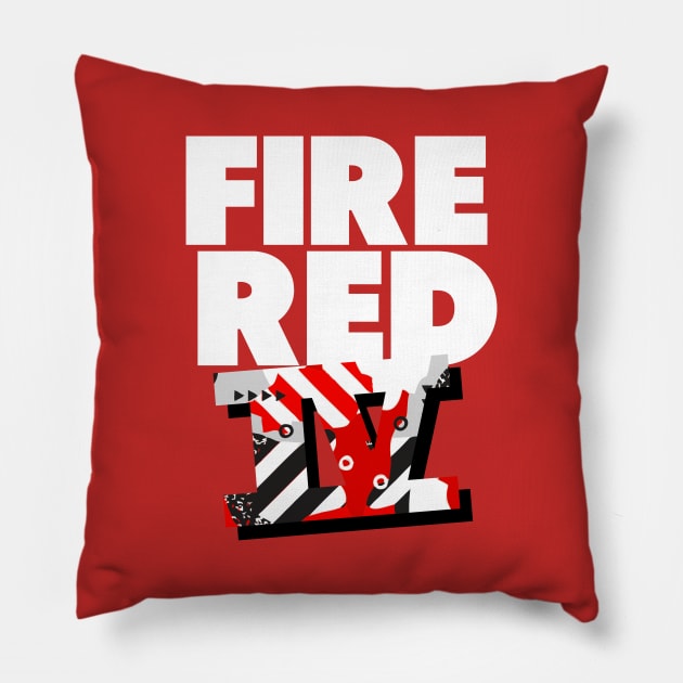 Fire Red Four Sneaker Art Pillow by funandgames