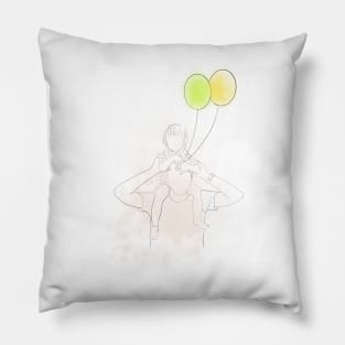 father and child line drawing Pillow