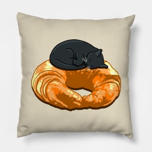 Croissant Black Cat Pillow