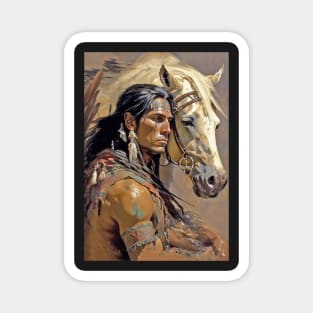 Native American Indian & Horse Card Magnet