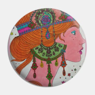 Woman portrait T-shirt Pin