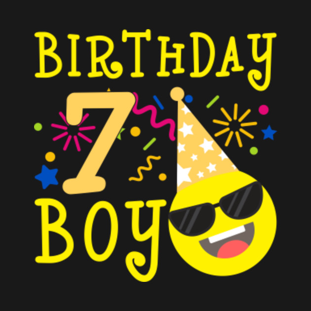 Download Kids Emoji 7th Birthday Boy T-Shirt Fun 7 Years Old Gift ...