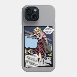 Comic Woman Tries To Run Away From Her Problems Phone Case