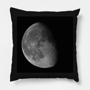 Waning Gibbous Moon isolated on black background Pillow