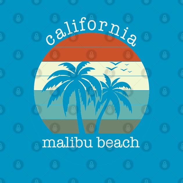 Malibu Beach California Vintage Sunset Palm by tropicalteesshop