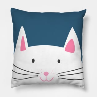 Cat head in blue background Pillow